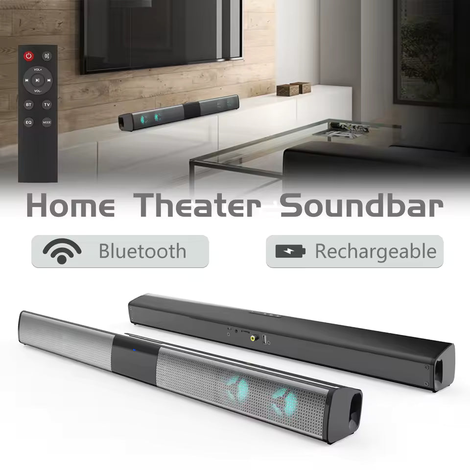 Barra de sonido estéreo 3D para cine en casa, altavoz inalámbrico RGB con subwoofer multifunción, compatible con TV y PC.