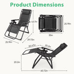 JHK Zero Gravity - Juego de 2 sillones reclinables portátiles para acampar, patio, jardín al aire libre, con bandejas portavasos y almohada ajustable