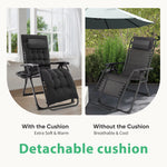 JHK Zero Gravity - Juego de 2 sillones reclinables portátiles para acampar, patio, jardín al aire libre, con bandejas portavasos y almohada ajustable