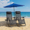 JHK Zero Gravity - Juego de 2 sillones reclinables portátiles para acampar, patio, jardín al aire libre, con bandejas portavasos y almohada ajustable